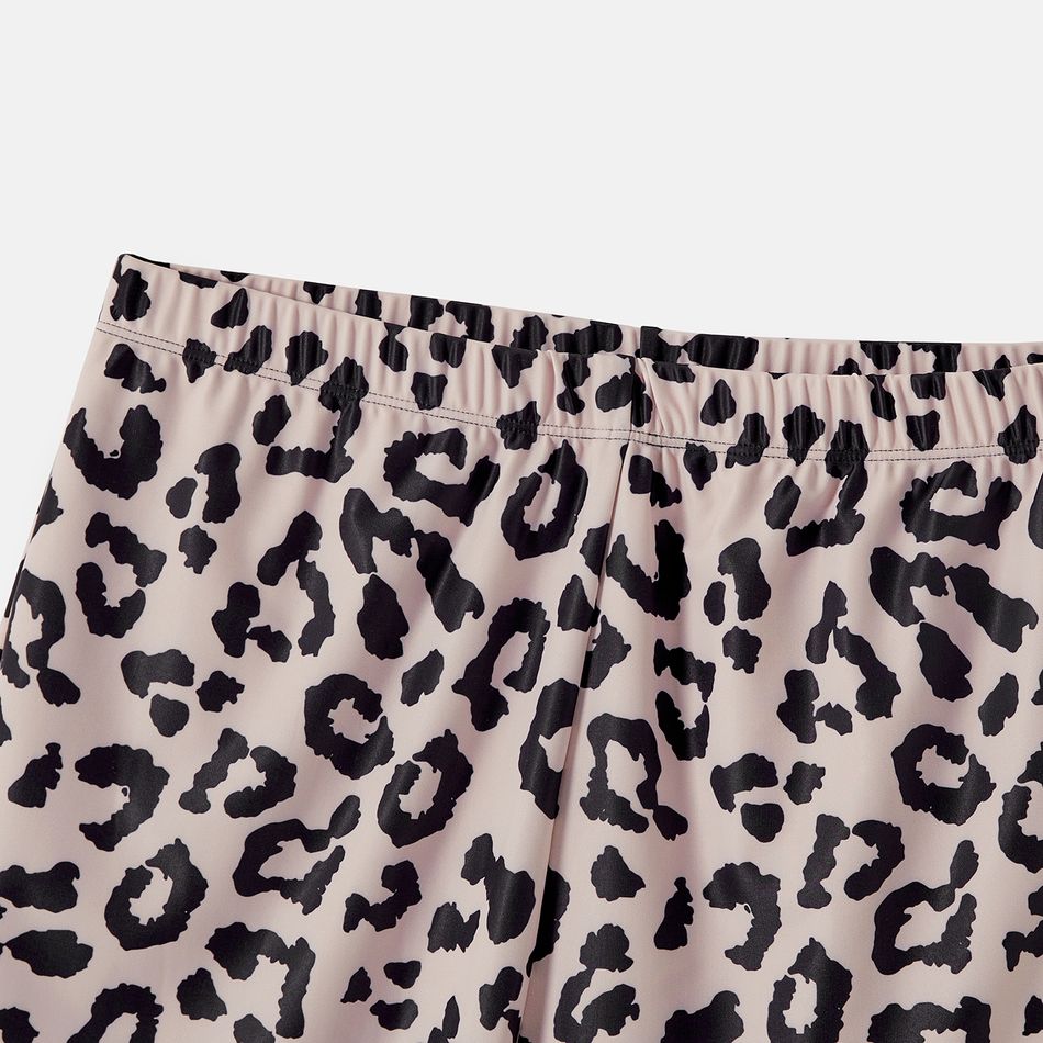 Family Matching Leopard Print Crisscross One-piece Swimsuit and Swim Trunks Black big image 11