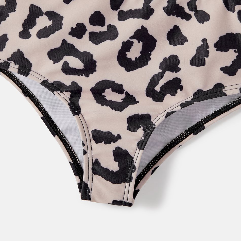 Family Matching Leopard Print Crisscross One-piece Swimsuit and Swim Trunks Black big image 18
