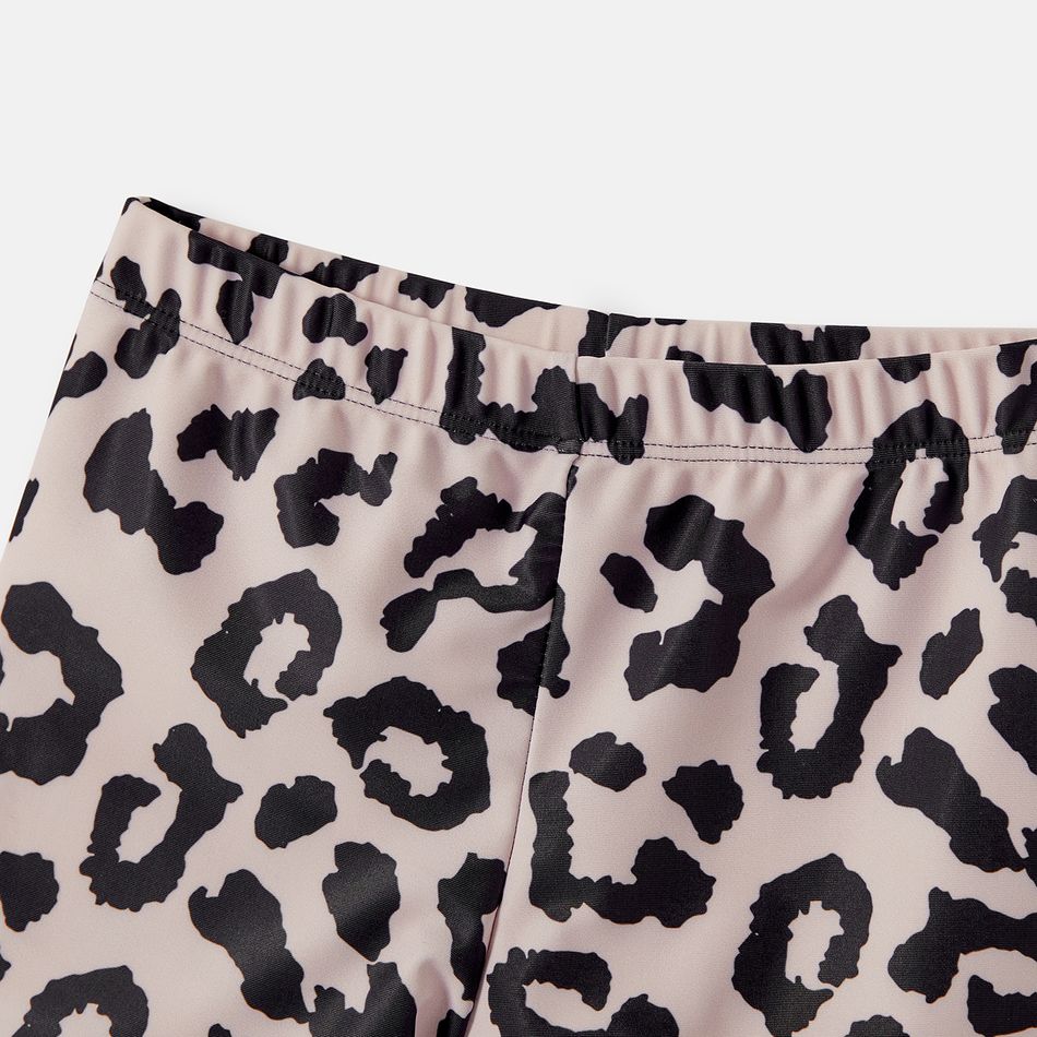 Family Matching Leopard Print Crisscross One-piece Swimsuit and Swim Trunks Black big image 20