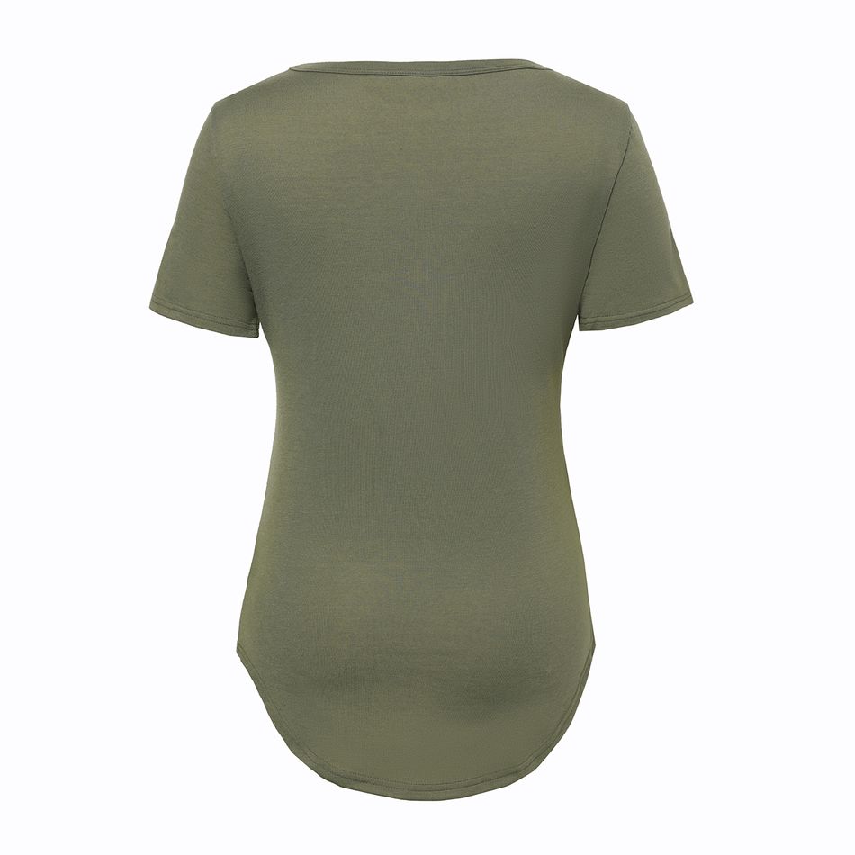 Nursing Curved Hem Plain Short-sleeve Tee Army green big image 4
