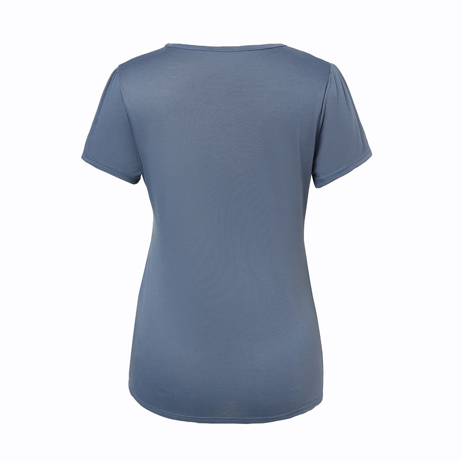 Maternity Ruched Front Short-sleeve Tee Azure- big image 4
