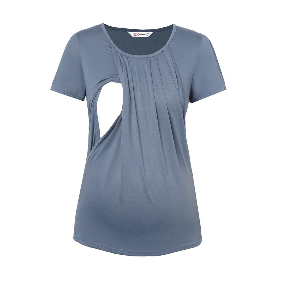 Maternity Ruched Front Short-sleeve Tee Azure- big image 1