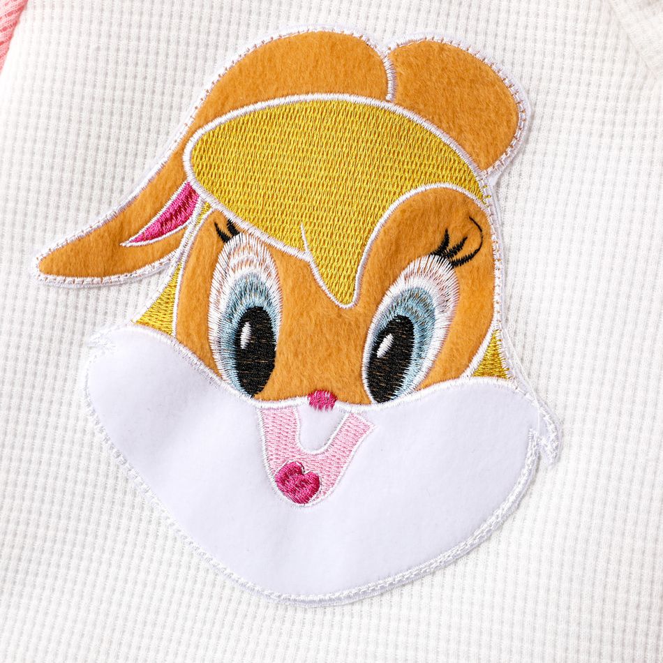 Looney Tunes 2pcs Baby Boy/Girl Raglan Sleeve Animal Graphic Waffle Tee & Shorts Set Pink big image 3