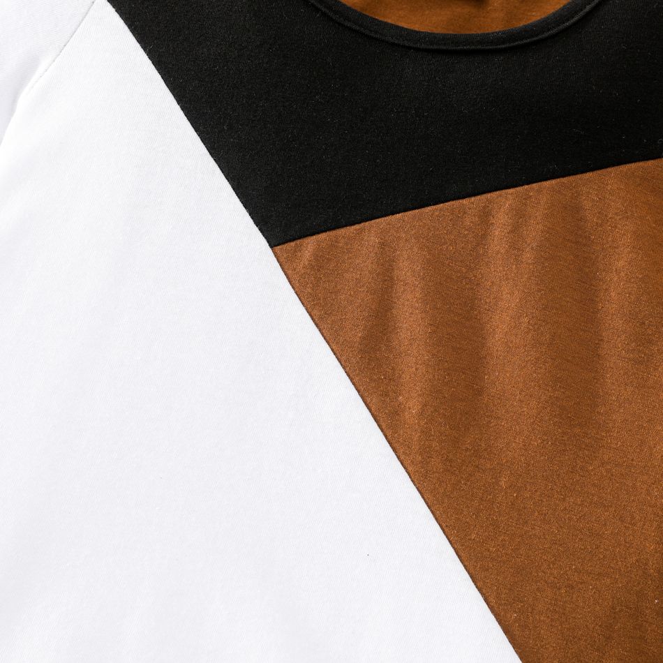 2pcs Toddler Boy Trendy Colorblock Tee and Shorts Set Brown big image 4
