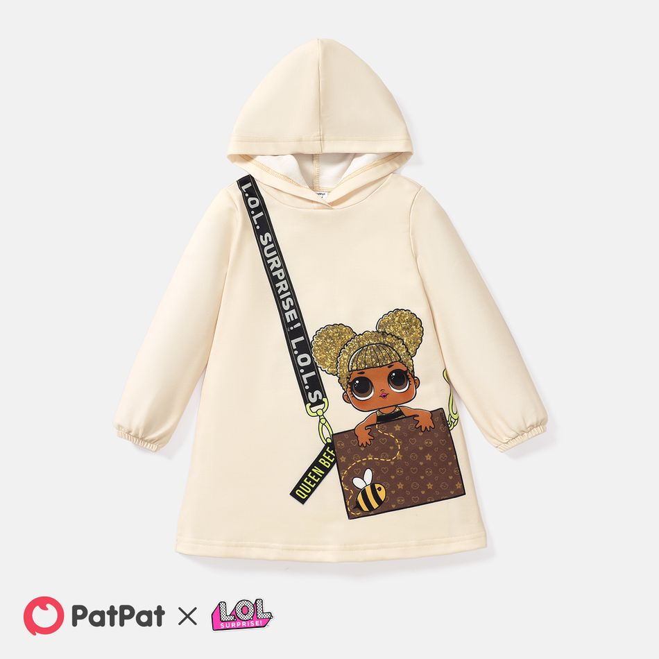 L.O.L. SURPRISE! Toddler Girl Bag Print Long-sleeve Hooded Sweatshirt Dress Beige big image 1