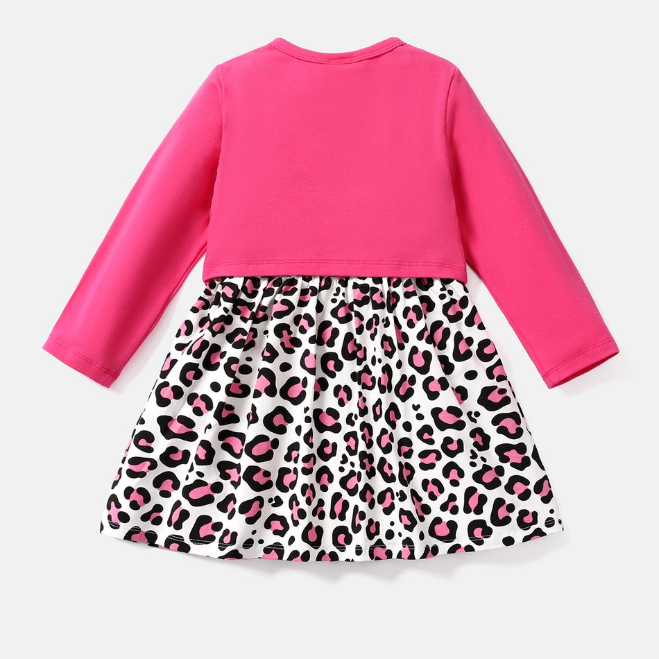 Barbie 2pcs Toddler Girl Cotton Leopard Print Sleeveless Dress and Jacket Set Pink