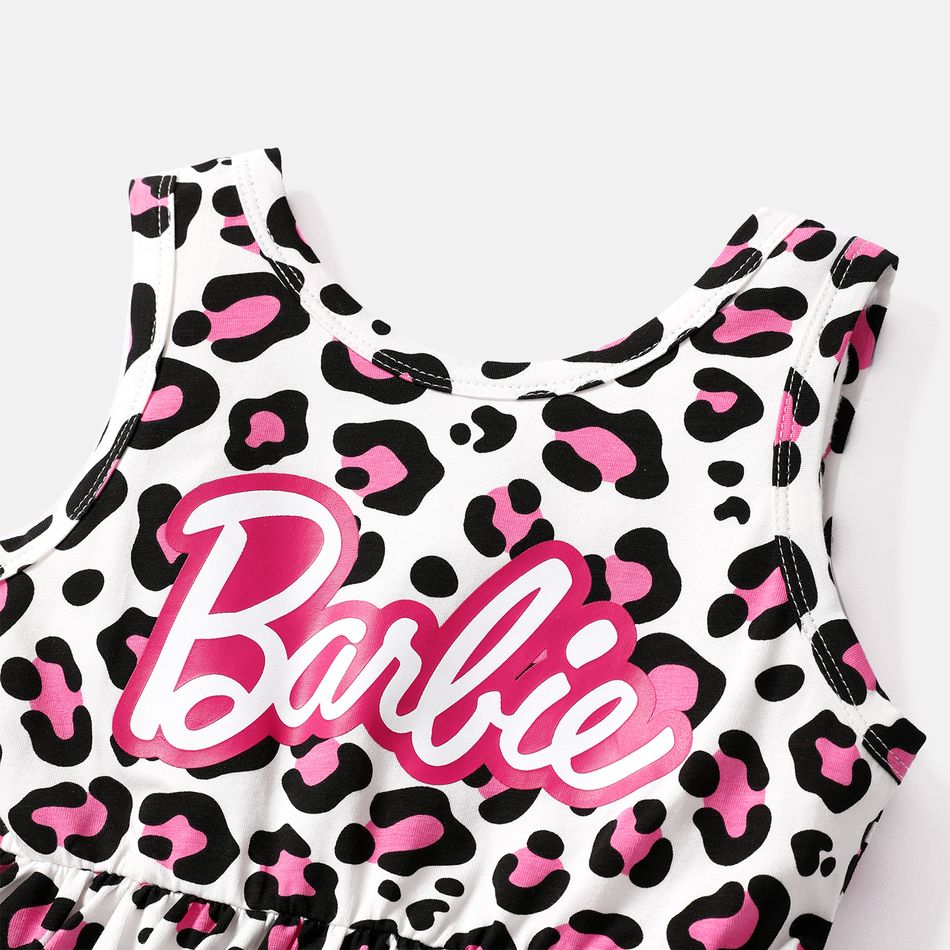 Barbie 2pcs Toddler Girl Cotton Leopard Print Sleeveless Dress and Jacket Set Pink big image 5