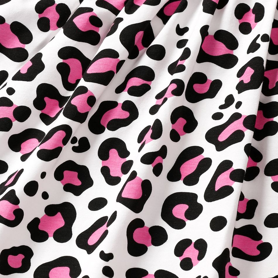 Barbie 2pcs Toddler Girl Cotton Leopard Print Sleeveless Dress and Jacket Set Pink big image 4