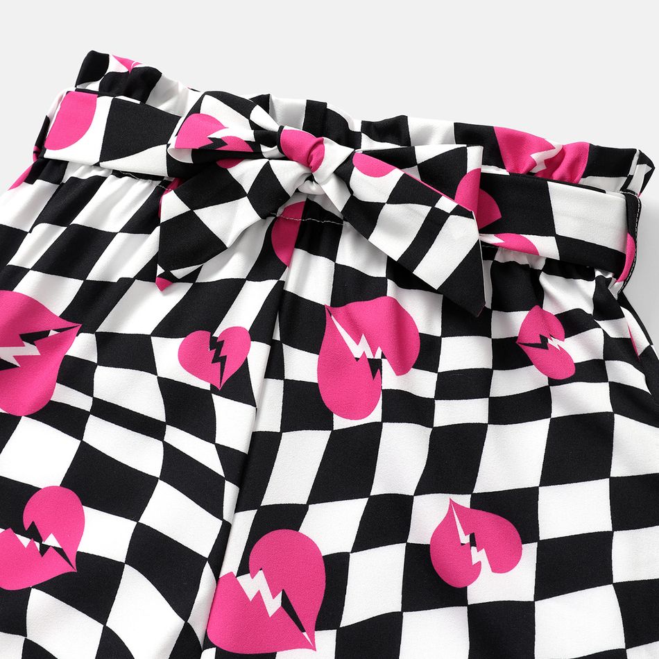 L.O.L. SURPRISE! 2pcs Kid Girl Character Print Naia Sleeveless Tee and Plaid Belted Shorts Set Pink big image 3