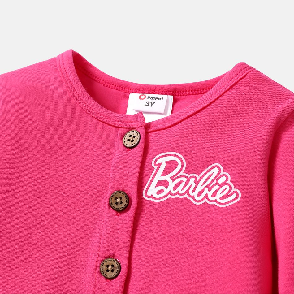 Barbie 2pcs Toddler Girl Cotton Leopard Print Sleeveless Dress and Jacket Set Pink big image 3
