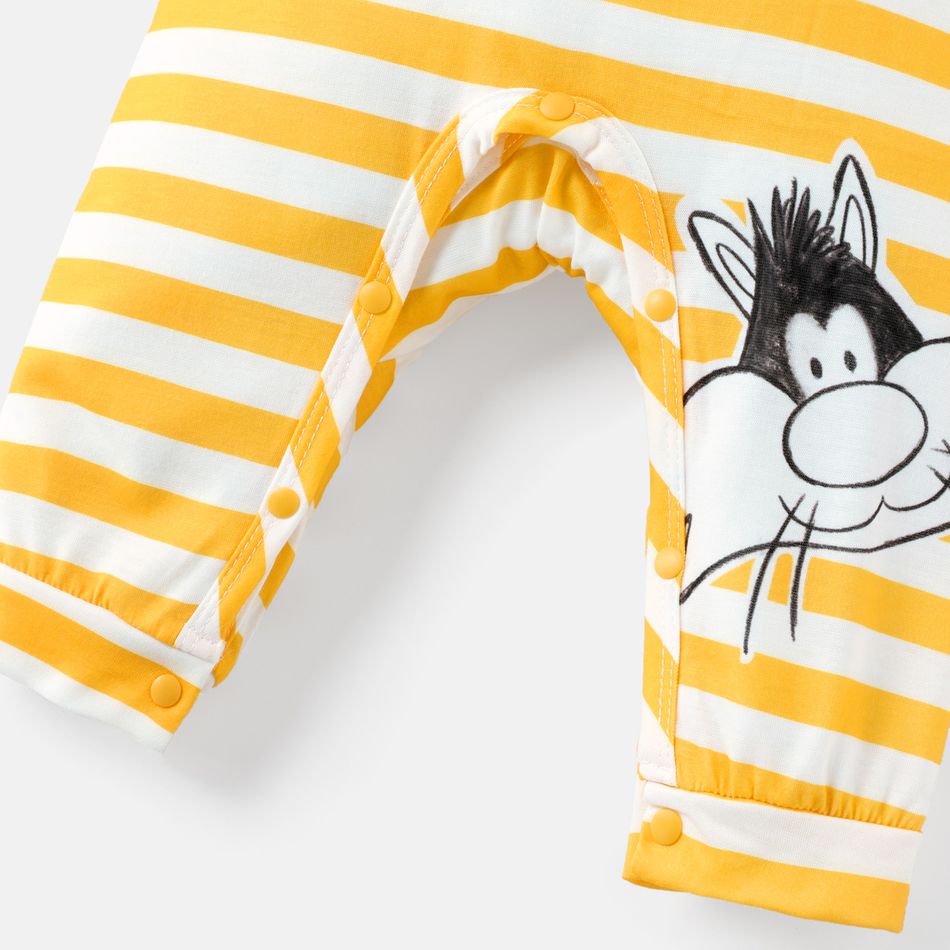 Looney Tunes Baby Boy/Girl Animal Print Striped Long-sleeve Naia™ Jumpsuit Yellow big image 5