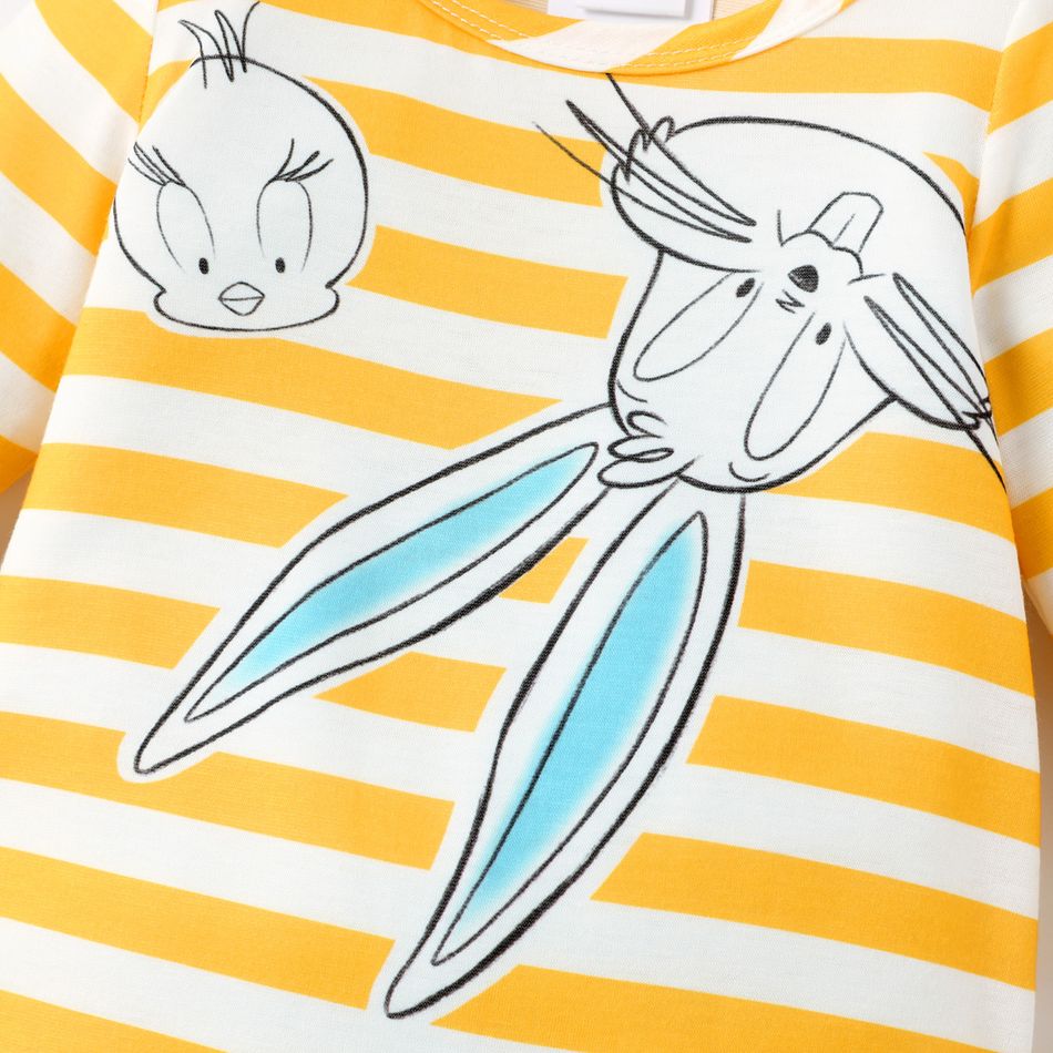 Looney Tunes Baby Boy/Girl Animal Print Striped Long-sleeve Naia™ Jumpsuit Yellow big image 4