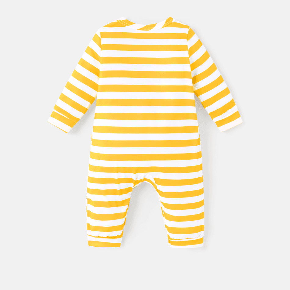Looney Tunes Baby Boy/Girl Animal Print Striped Long-sleeve Naia™ Jumpsuit Yellow big image 3