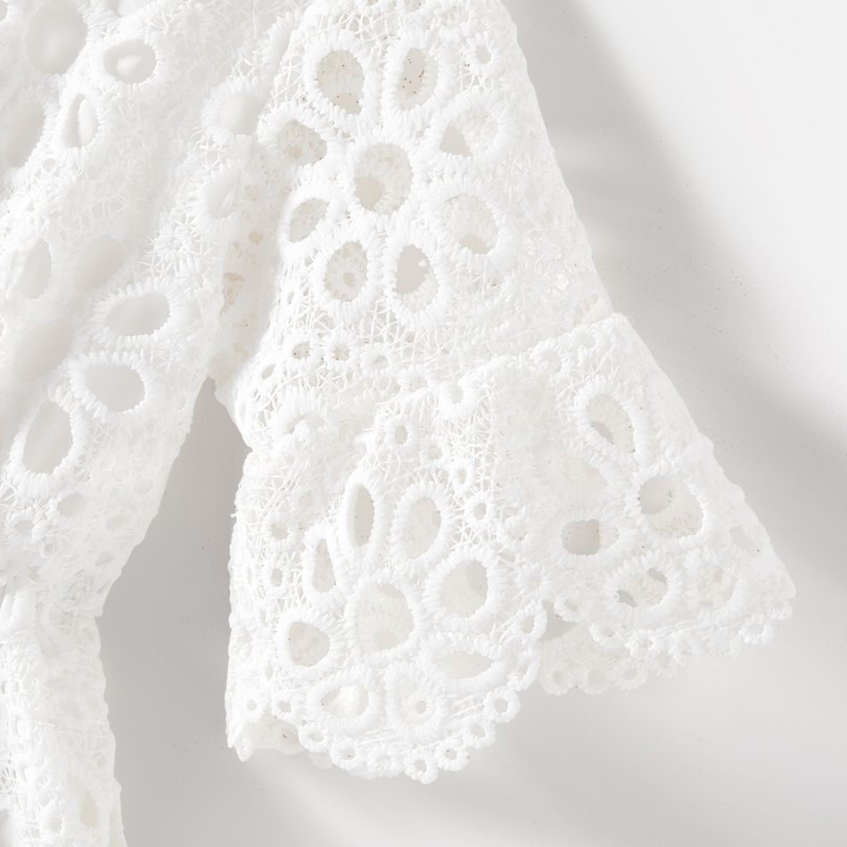 Manga a três quartos Vestidos Mãe e eu Branco big image 12