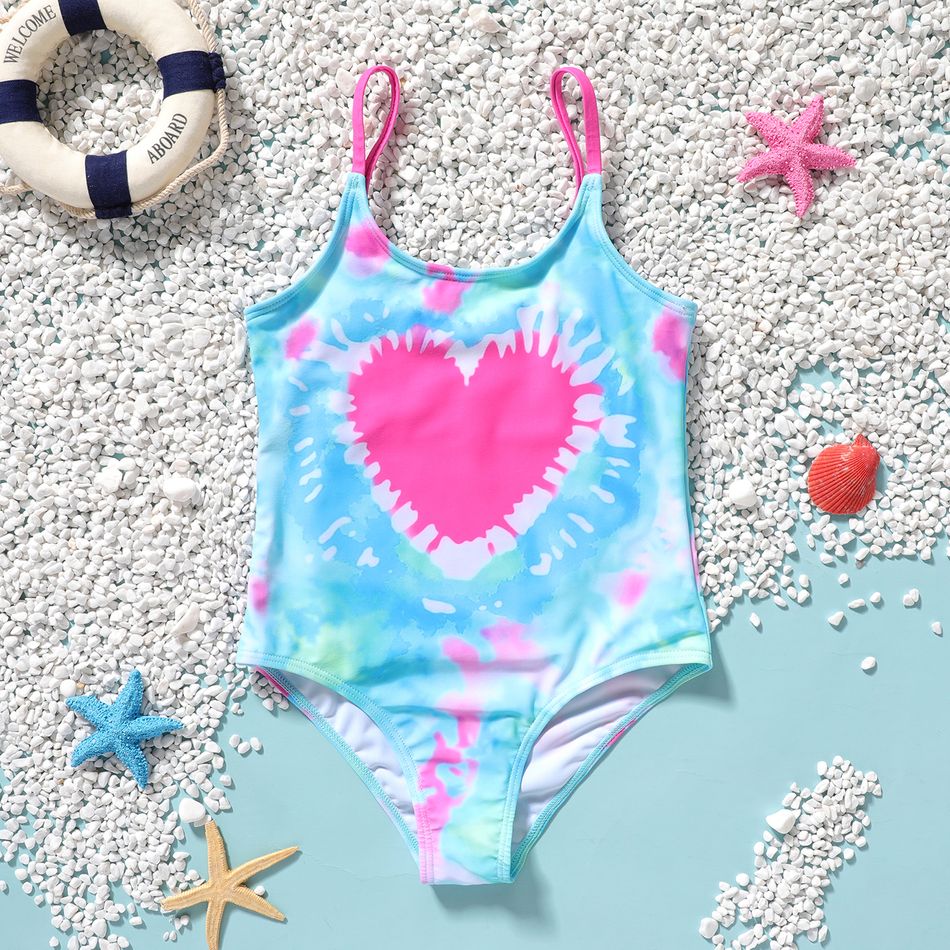Kid Girl Tie Dyed Onepiece Slip Swimsuit Turquoise