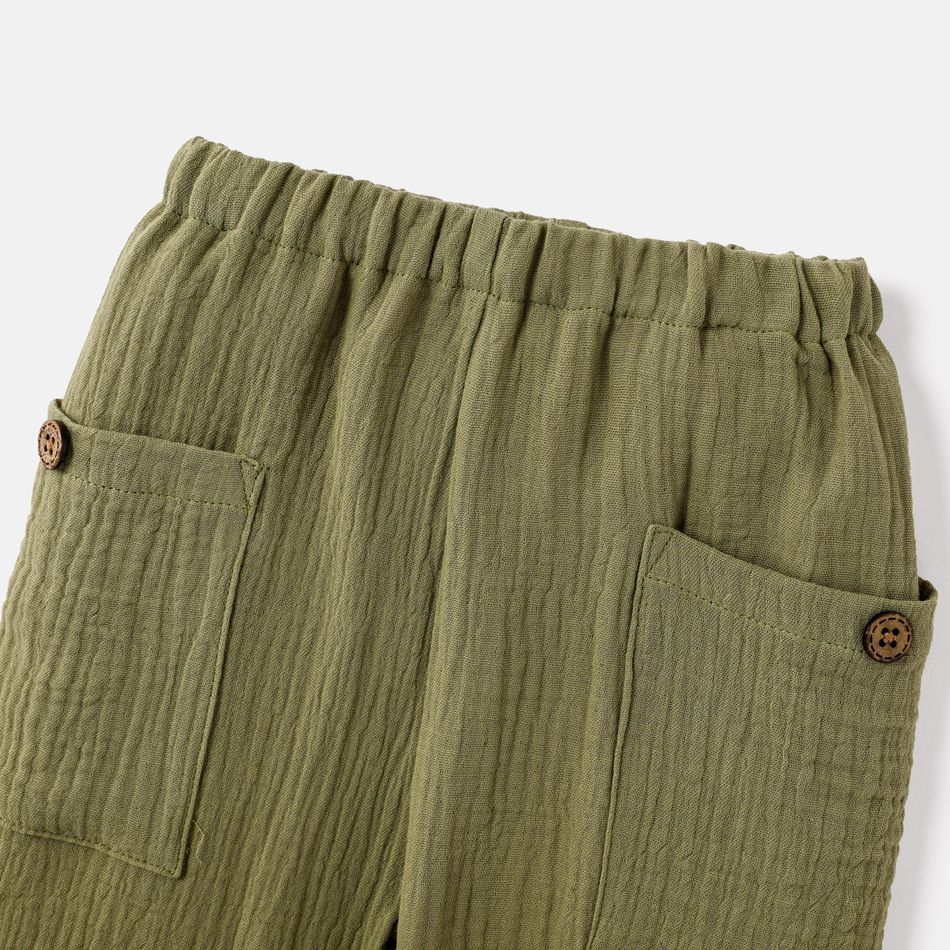Baby Boy/Girl 100% Cotton Crepe Solid Pants Army green big image 4