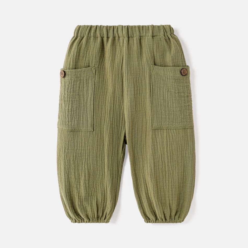 Baby Boy/Girl 100% Cotton Crepe Solid Pants Army green