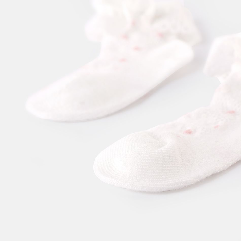 Baby / Toddler Dots Pattern Lace Trim Breathable Socks White big image 5