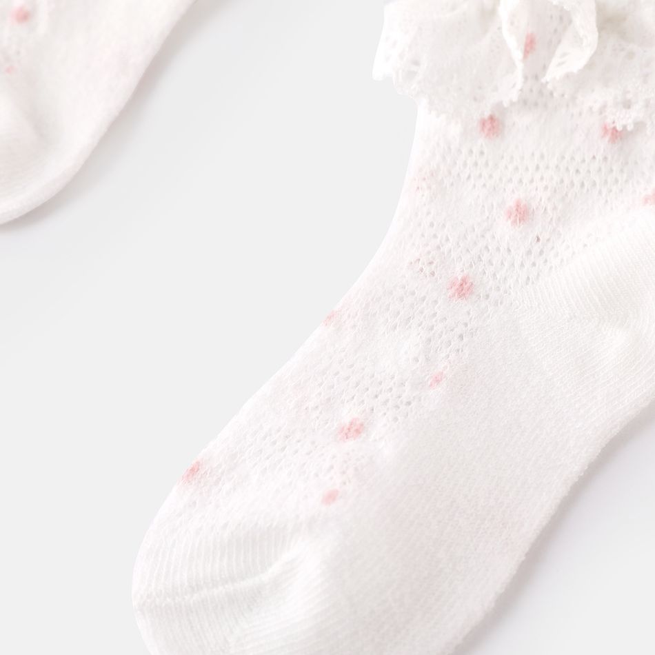 Baby / Toddler Dots Pattern Lace Trim Breathable Socks White big image 4