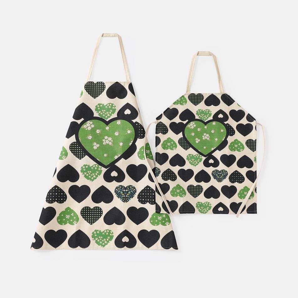 Valentine's Day Floral & Heart Print Apron for Mom and Me (Pattern Position Random) Multi-color big image 2