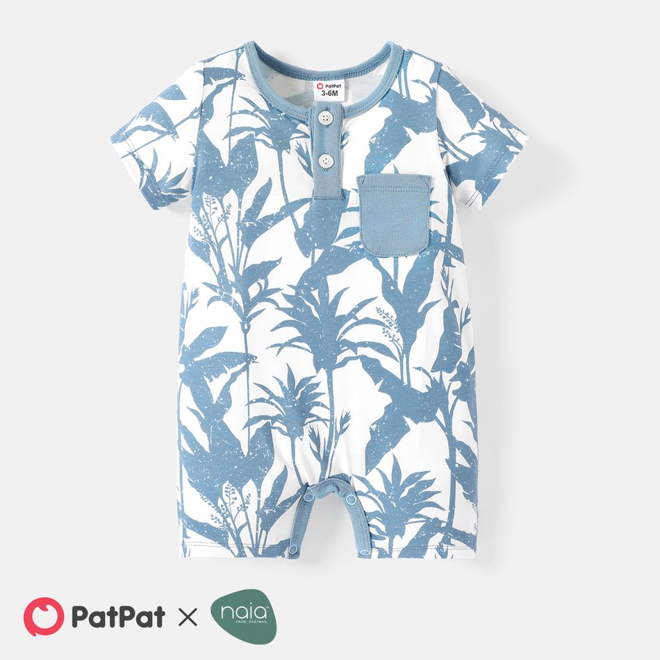 Baby Boy Allover Print Short-sleeve Naia™ Romper Azure- big image 2