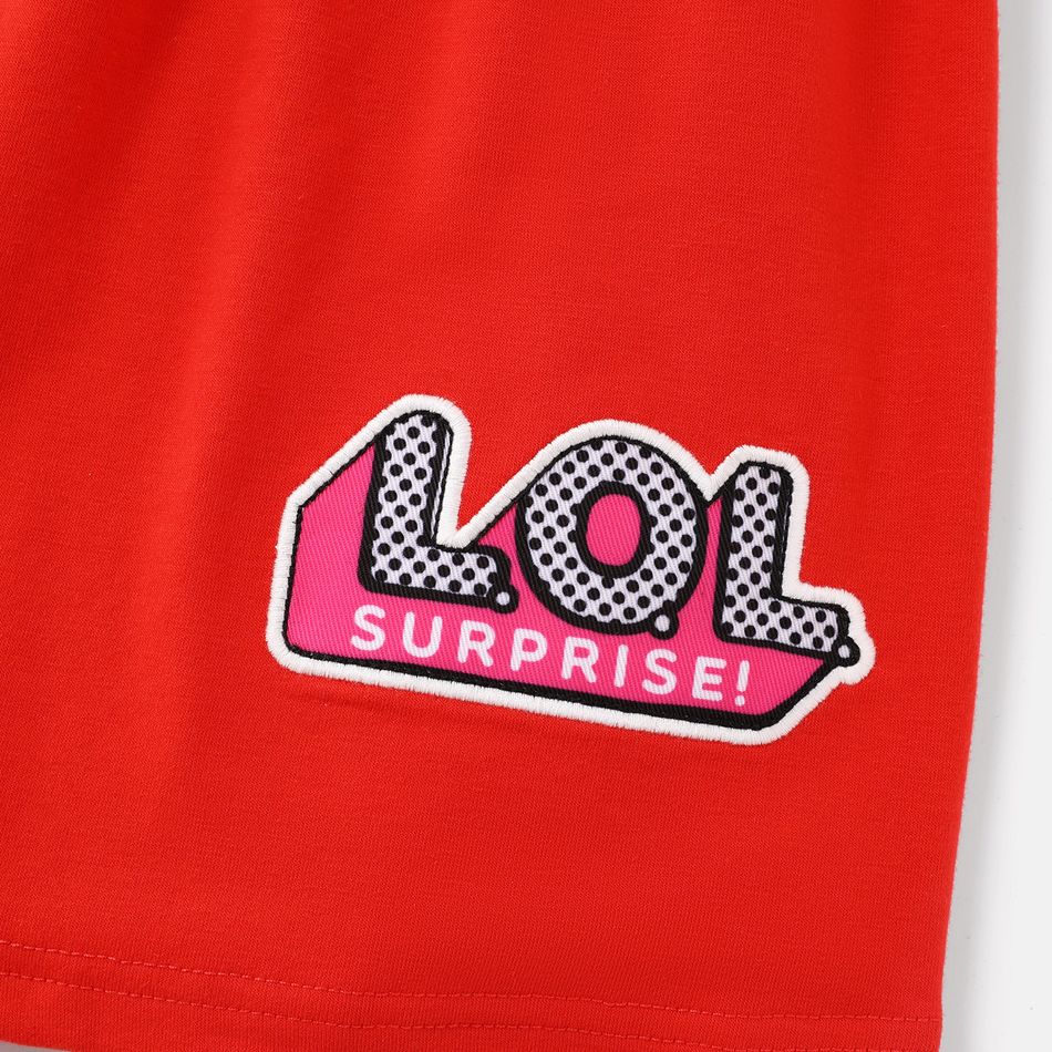 L.O.L. SURPRISE! 2pcs Kid Girl Colorblock Raglan Sleeve Sweatshirt and Red Cotton Skirt Set REDWHITE big image 3