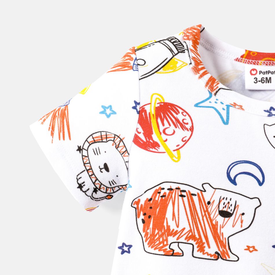 Baby Boy Cotton Short-sleeve Allover Print Romper Colorful big image 3
