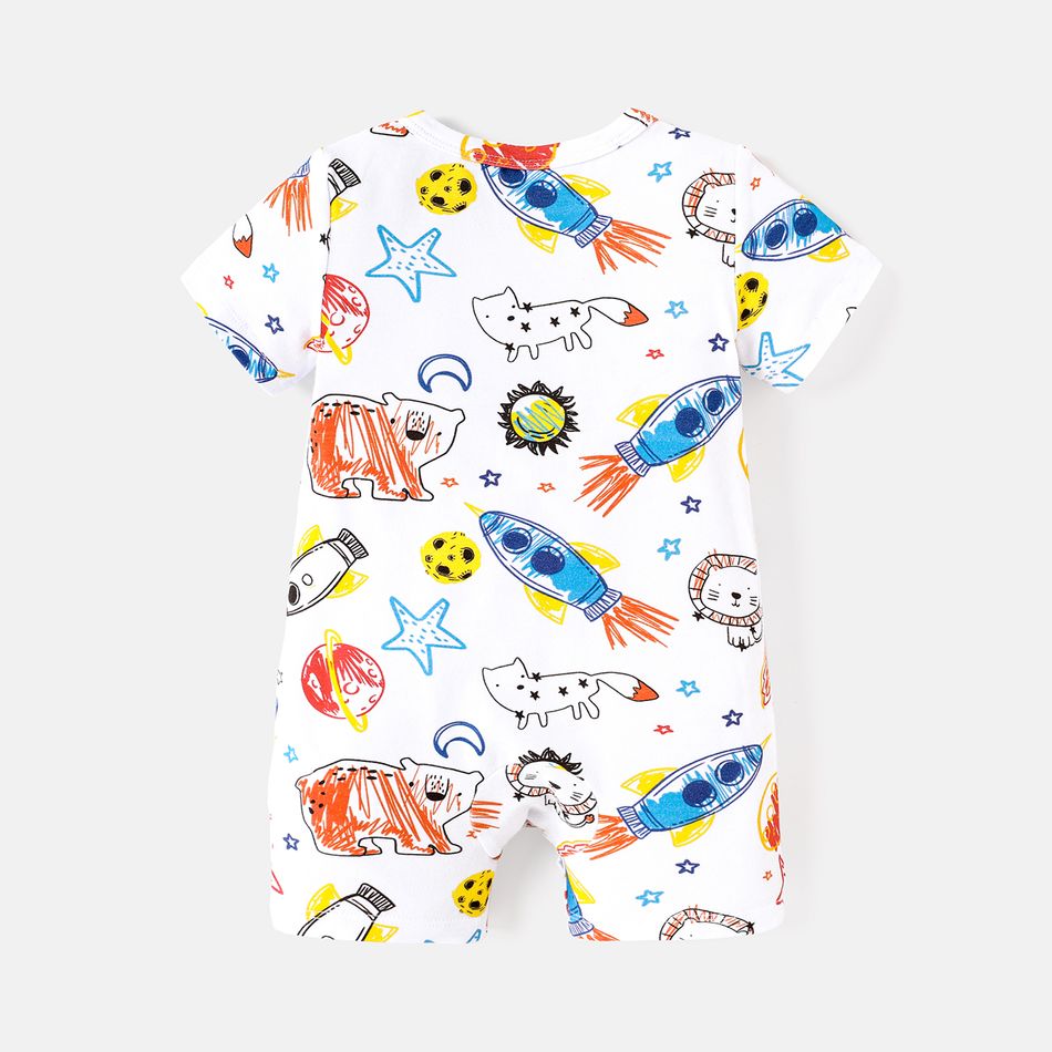 Baby Boy Cotton Short-sleeve Allover Print Romper Colorful big image 2