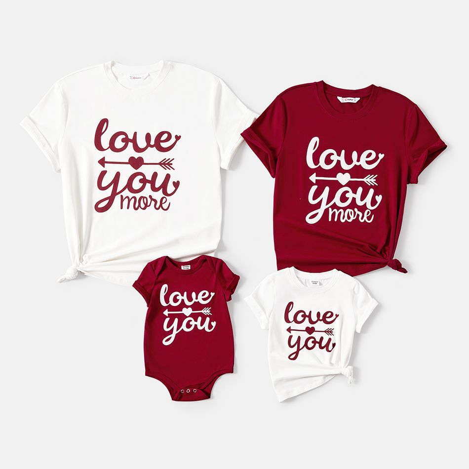 Family Matching Cotton Short-sleeve Letter Print Tee ColorBlock
