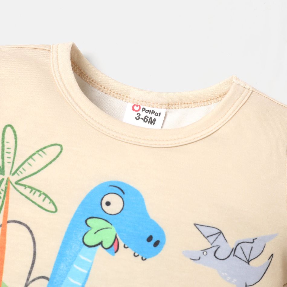 Naia™ Baby Boy Dinosaur Print Short-sleeve Romper LightApricot big image 3