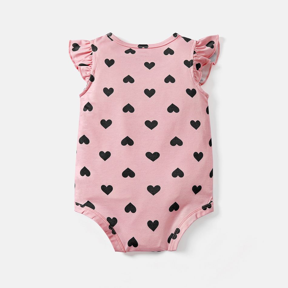 Naia Baby Girl Heart Print Flutter-sleeve Rompers Pink big image 2