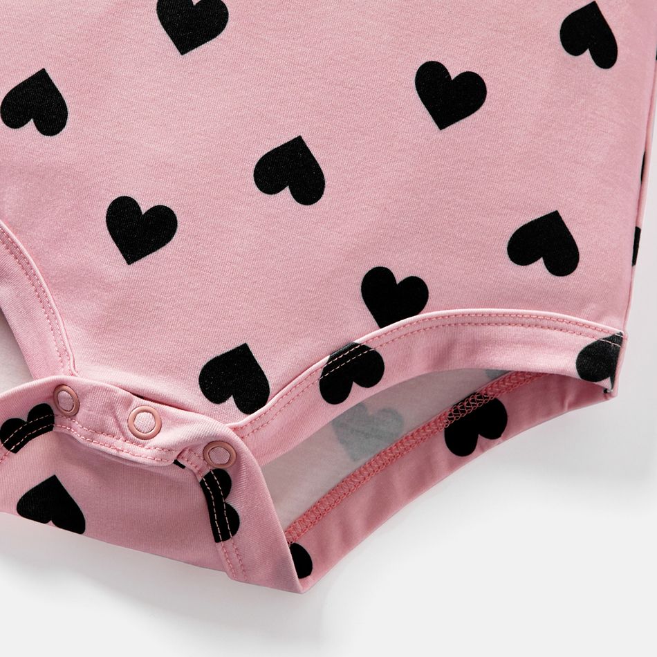 Naia Baby Girl Heart Print Flutter-sleeve Rompers Pink big image 4