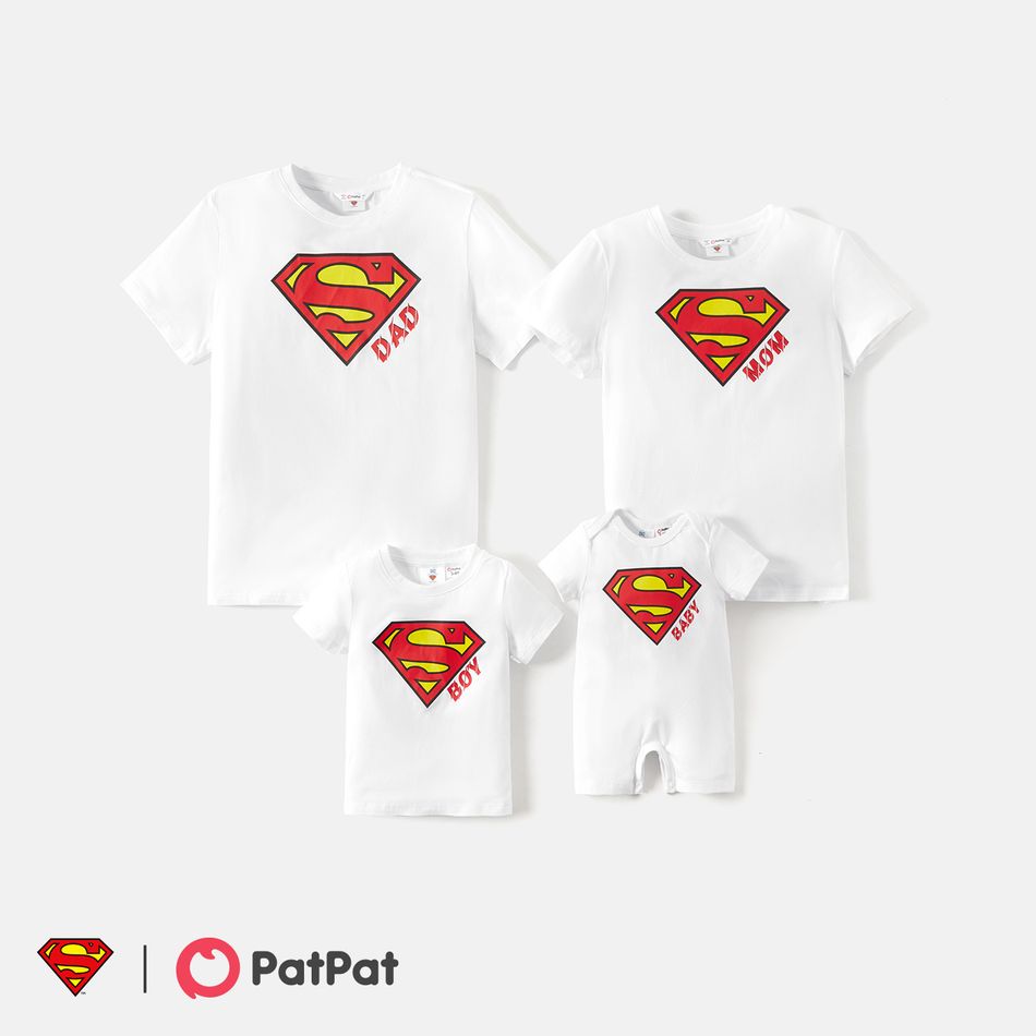 Superman بلايزر إطلالة العائلة طوق الجولة كم قصير أبيض big image 1
