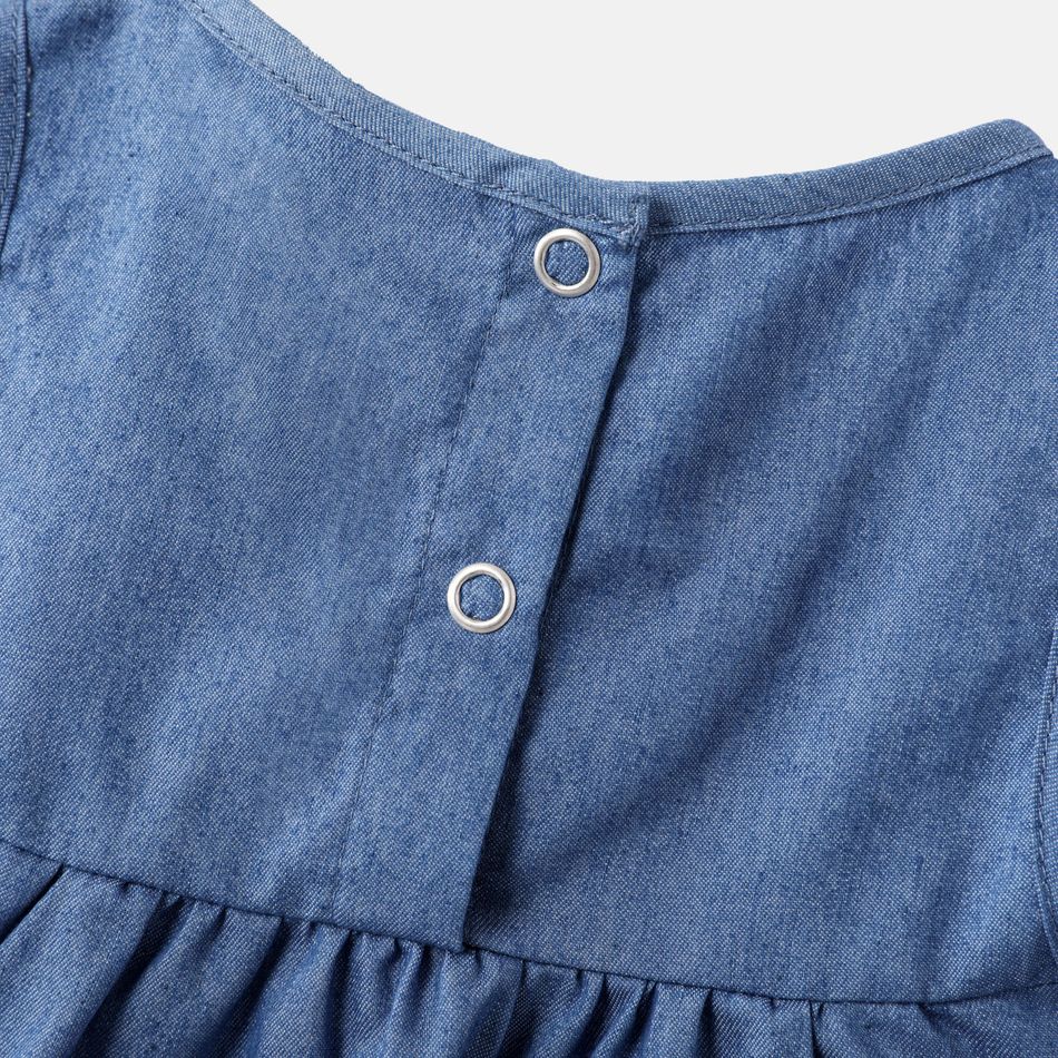 Baby Girl Lace Detail Bow Front Denim Tank Dress BLUE big image 7