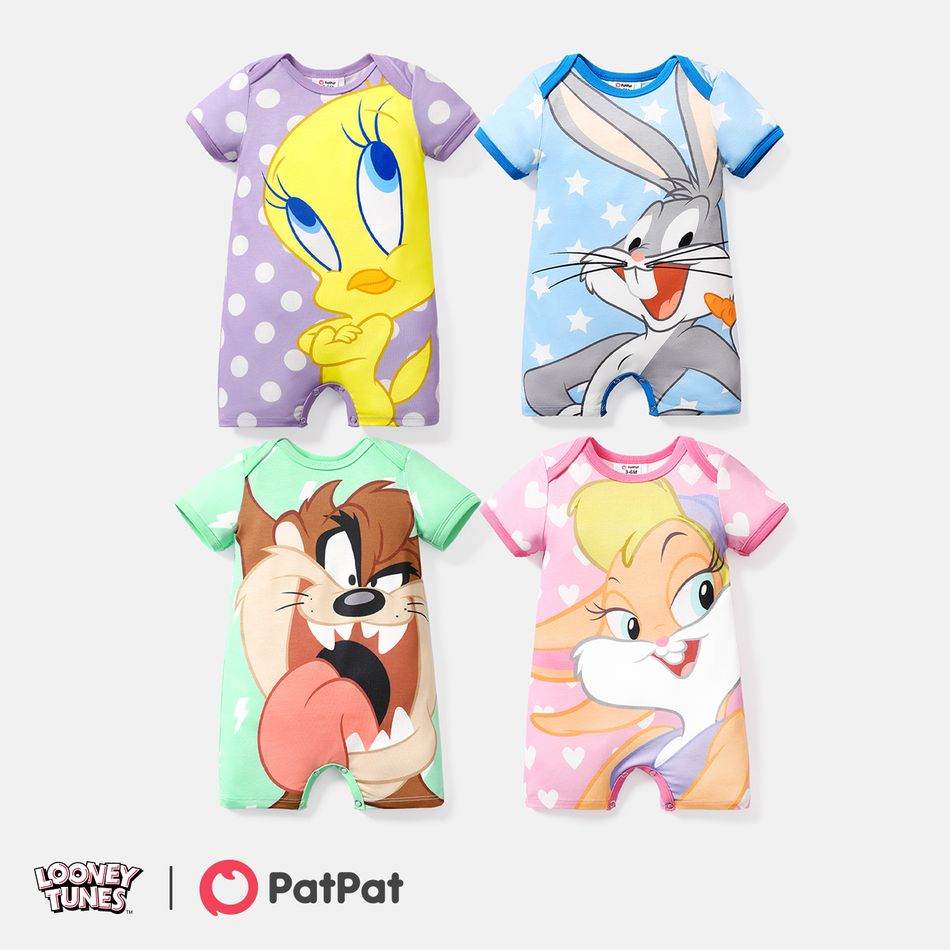 Looney Tunes Baby Boy Cartoon Animal Print Short-sleeve Naia Romper SpringGreen big image 2