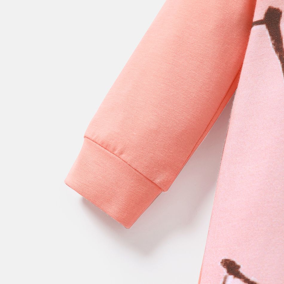 Care Bears Baby Boy/Girl Cartoon Bear Print Long-sleeve Cotton Jumpsuit Pink big image 6