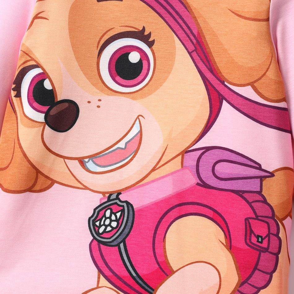 PAW Patrol 2pcs Toddler Girl/Boy Character Print Long-sleeve Tee and Polka dots/Stripe Pants Set Pink big image 5