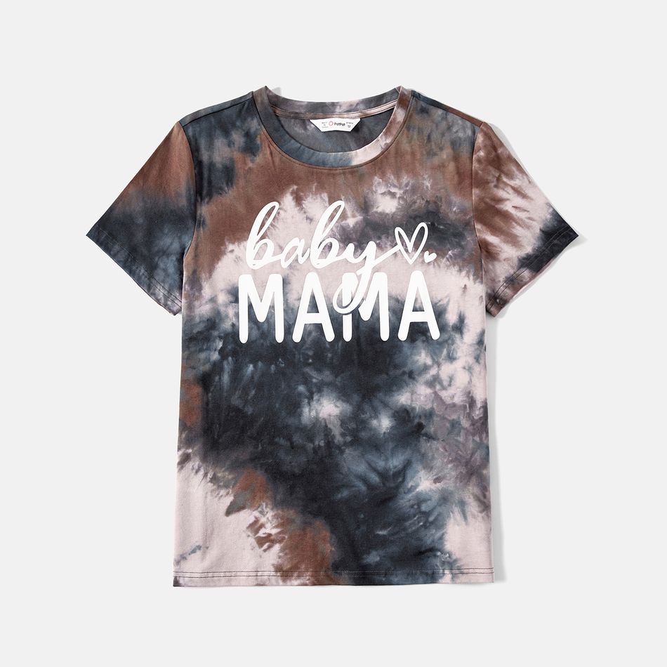 Family Matching Cotton Short-sleeve Letter Print Tie Dye Tee Apricot brown big image 6