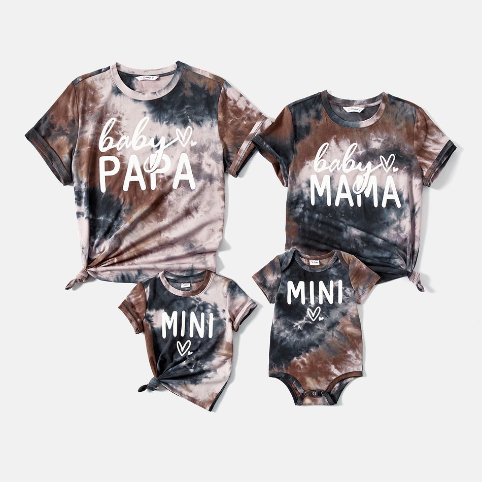Family Matching Cotton Short-sleeve Letter Print Tie Dye Tee Apricot brown big image 18