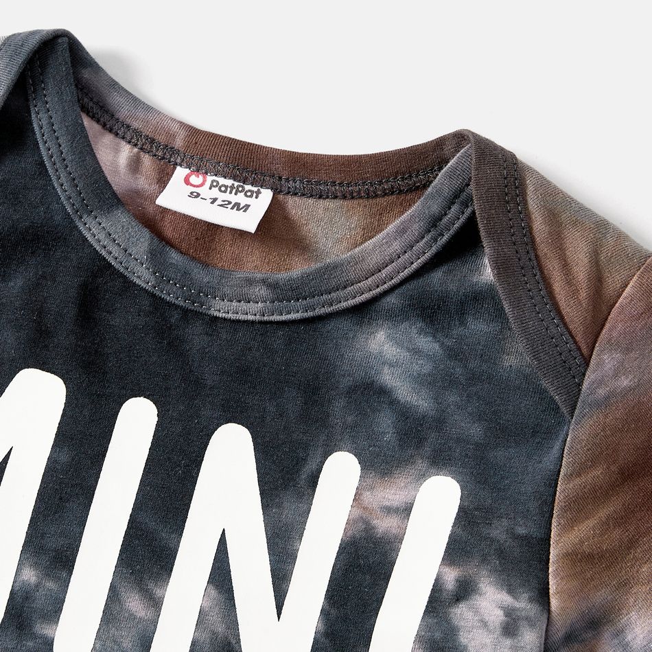 Family Matching Cotton Short-sleeve Letter Print Tie Dye Tee Apricot brown big image 15