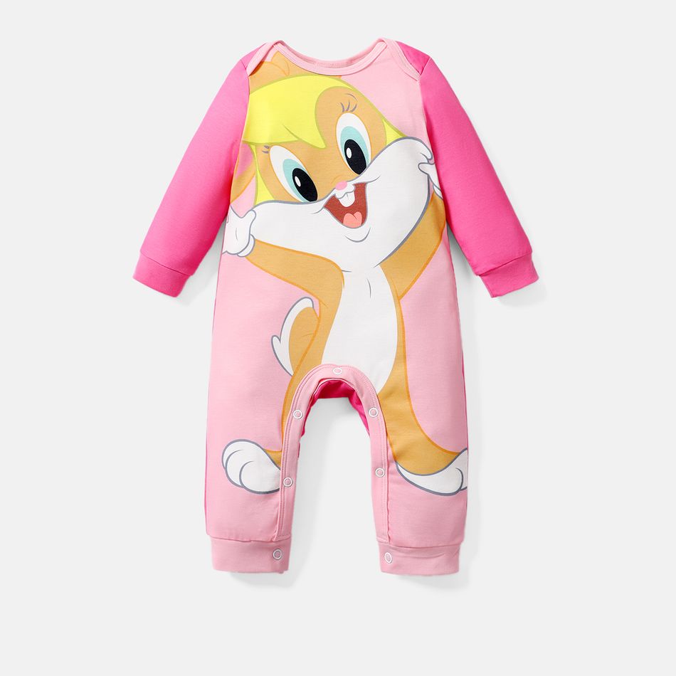 Looney Tunes Baby Boy/Girl Cartoon Animal Print Long-sleeve Naia™ Jumpsuit Pink big image 6