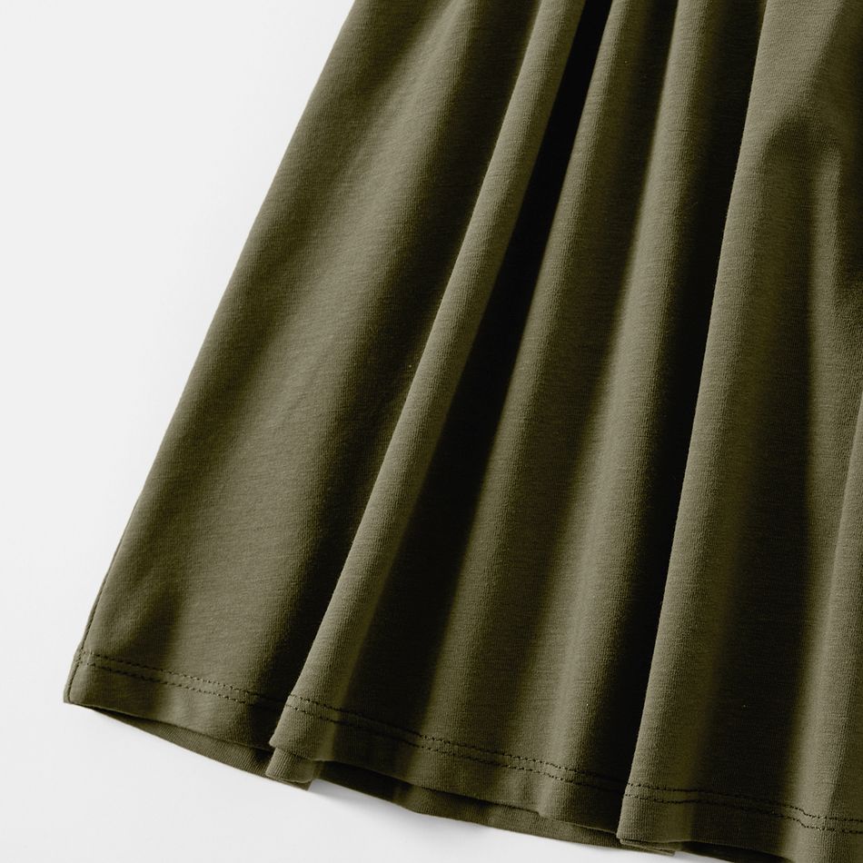 Mommy and Me 95% Cotton Sleeveless Dresses Army green big image 21