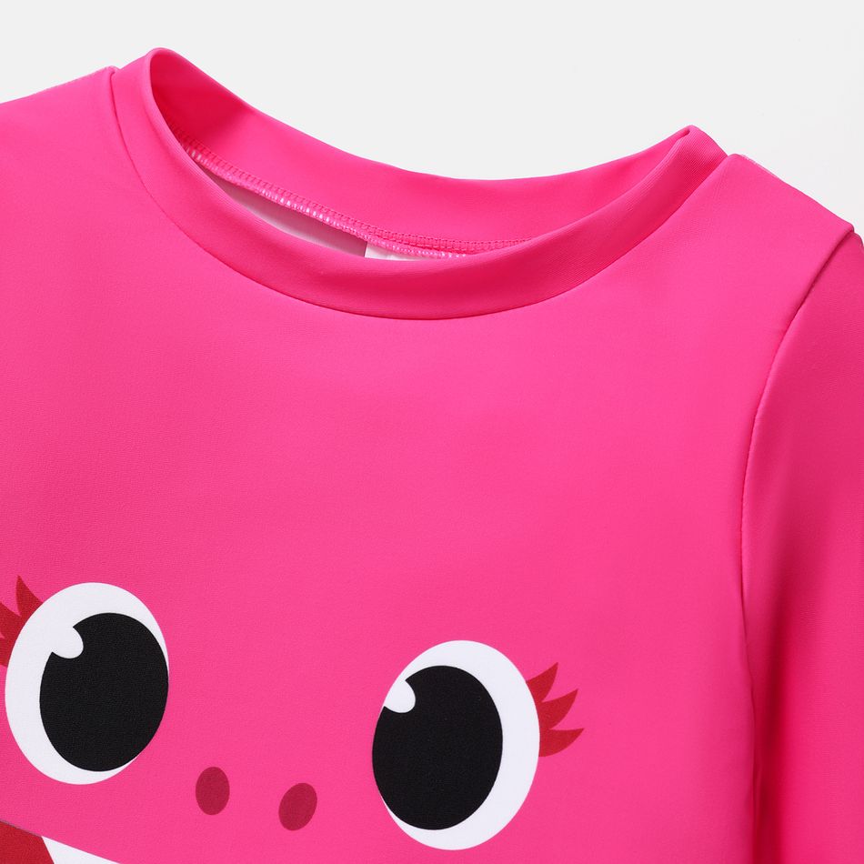 Baby Shark Toddler Girl/Boy 2pcs Long-sleeve Top and Shorts Swimsuit Dark Pink big image 3