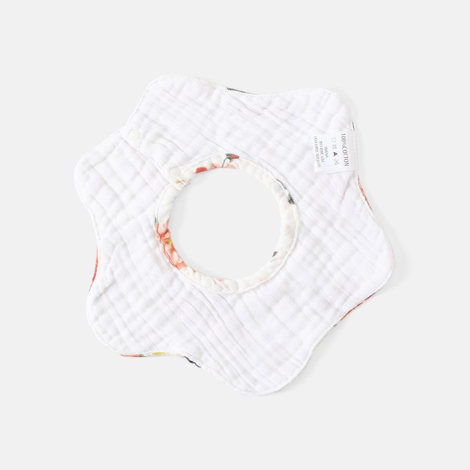 Babete de bebê de musselina 100% algodão padrão floral em forma de pétala 360° rotação bandana babador babador Multicolorido big image 3