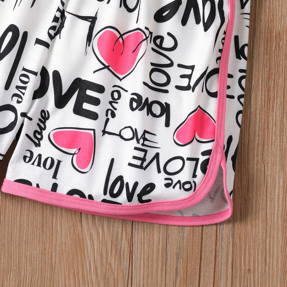 Mother's Day 2pcs Kid Girl Letter Print Short-sleeve Tee and Shorts Set Pink big image 5