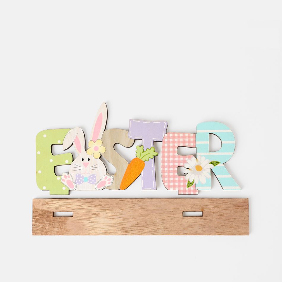 1pc Easter Decoration Wooden Spring Easter Letter Ornaments Easter Party Home Decor Supply Color-A big image 3