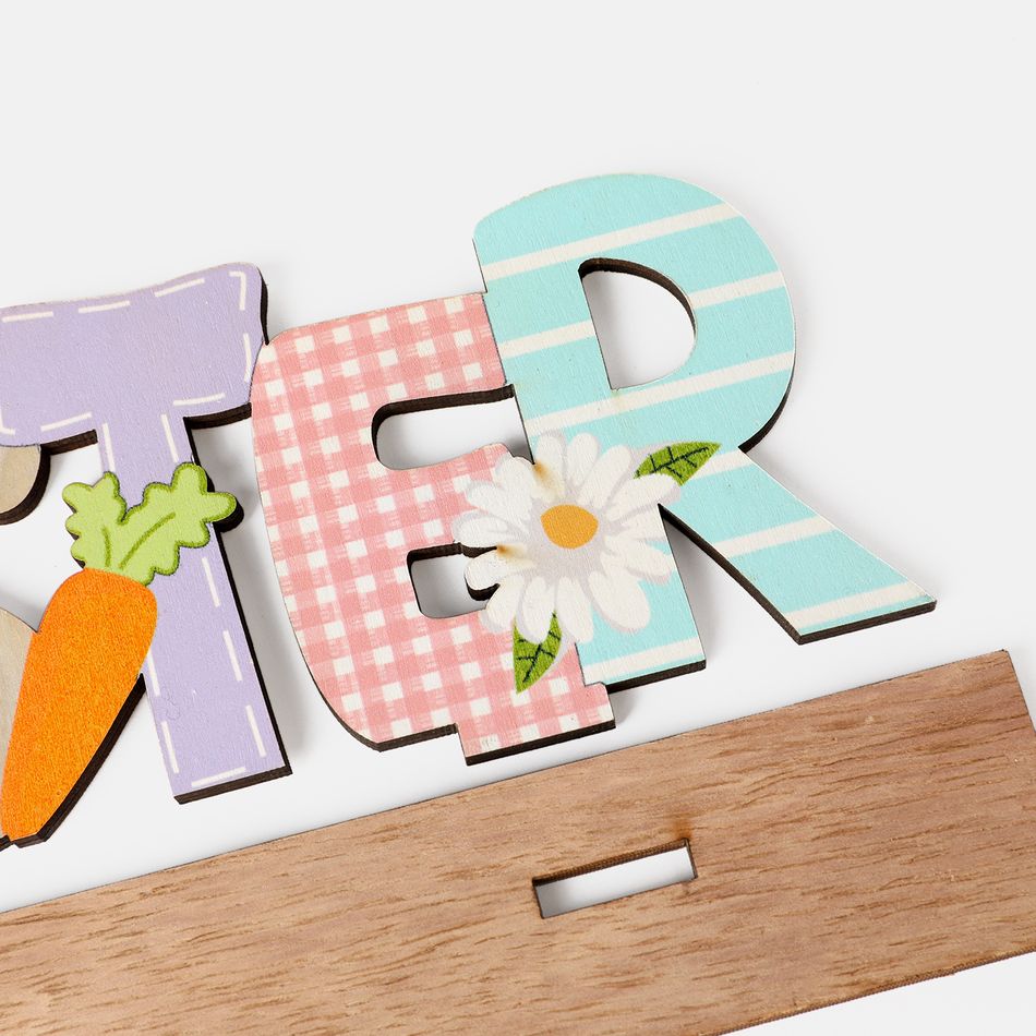1pc Easter Decoration Wooden Spring Easter Letter Ornaments Easter Party Home Decor Supply Color-A