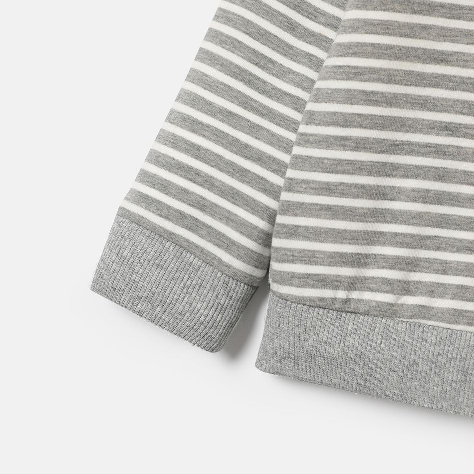 2pcs Baby/Toddler Stripe Raglan Sleeve Cotton Sweatshirt and Pants Set Flecked Grey big image 5