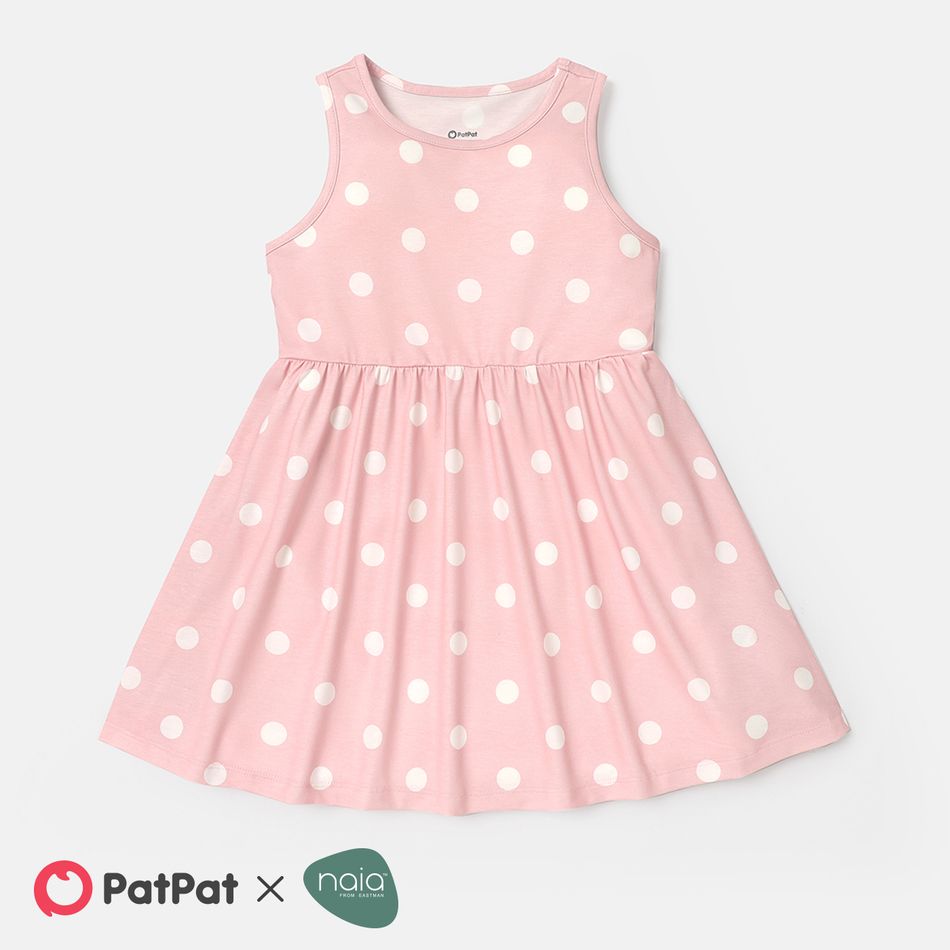 Naia Toddler/Kid Girl Heart Print/Polka dots Sleeveless Dress Pink big image 1