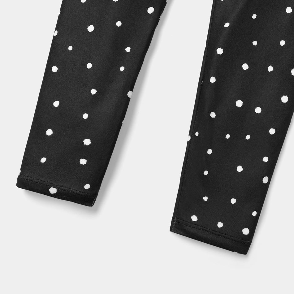 Elastische Leggings aus umweltfreundlichem Rpet-Stoff für Kleinkinder/Kindermädchen mit Herzdruck/Tupfen schwarz big image 8
